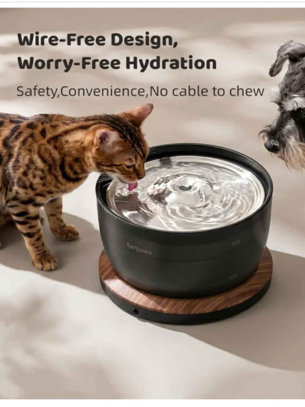 Cat Water Fountain, Wireless Battery Operated